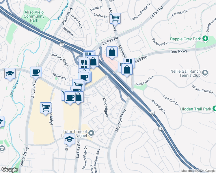 map of restaurants, bars, coffee shops, grocery stores, and more near 27056 Jean Terrace in Laguna Niguel