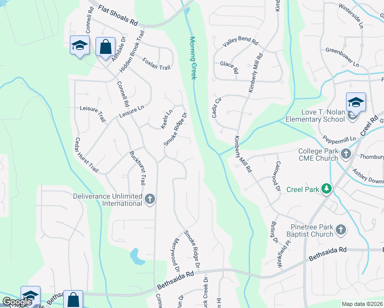 map of restaurants, bars, coffee shops, grocery stores, and more near 130 Loverwood Court in College Park