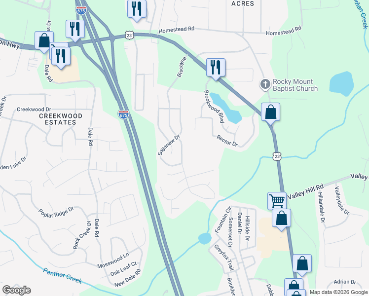 map of restaurants, bars, coffee shops, grocery stores, and more near 6764 Biscayne in Rex