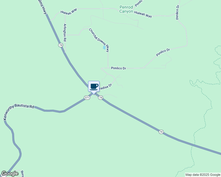 map of restaurants, bars, coffee shops, grocery stores, and more near 38180 Paradise Drive in Mountain Center