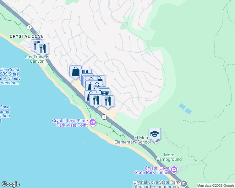 map of restaurants, bars, coffee shops, grocery stores, and more near 20 Twilight Bluff in Newport Beach