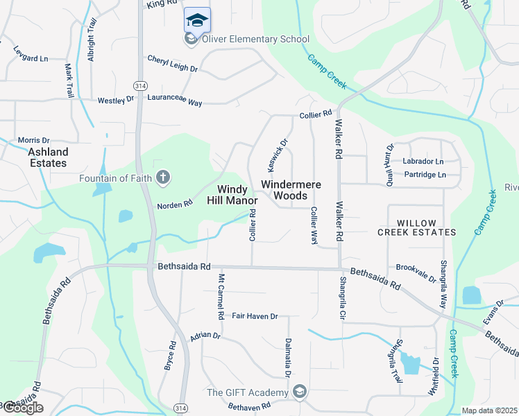 map of restaurants, bars, coffee shops, grocery stores, and more near 6774 Collier Road in Riverdale