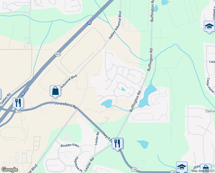 map of restaurants, bars, coffee shops, grocery stores, and more near 5754 Barrington Run in Union City