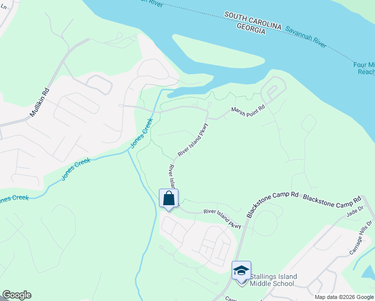 map of restaurants, bars, coffee shops, grocery stores, and more near 1552 River Island Parkway in Evans