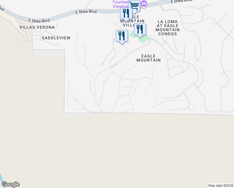 map of restaurants, bars, coffee shops, grocery stores, and more near 9208 North Longfeather in Fountain Hills