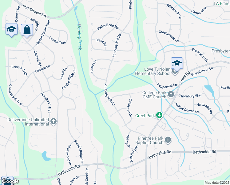 map of restaurants, bars, coffee shops, grocery stores, and more near 3045 Forestside Lane in Atlanta