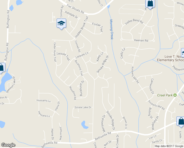 map of restaurants, bars, coffee shops, grocery stores, and more near 6550 Connell Road in College Park
