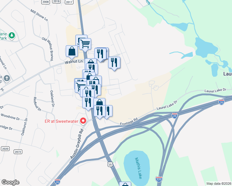 map of restaurants, bars, coffee shops, grocery stores, and more near Stephens Farm Lane in North Augusta