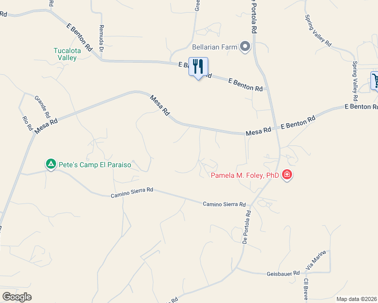 map of restaurants, bars, coffee shops, grocery stores, and more near 38095 Vía Estado in Temecula