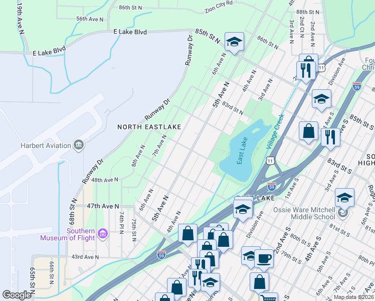 map of restaurants, bars, coffee shops, grocery stores, and more near 8037 6th Avenue North in Birmingham