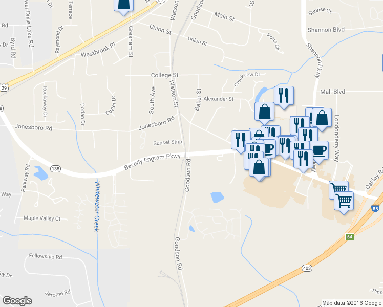 map of restaurants, bars, coffee shops, grocery stores, and more near 5350 Hwy 138 in Union City