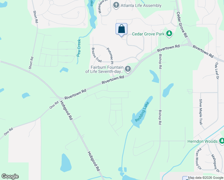 map of restaurants, bars, coffee shops, grocery stores, and more near 7545 RiverTown Road in Fairburn