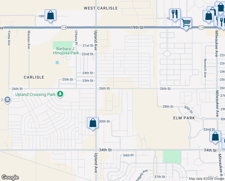 map of restaurants, bars, coffee shops, grocery stores, and more near 7115 26th Street in Lubbock