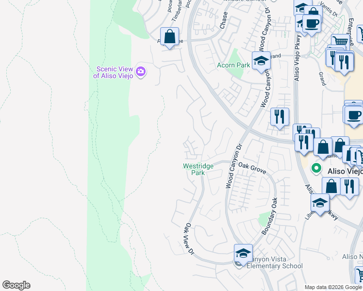 map of restaurants, bars, coffee shops, grocery stores, and more near 89 Vellisimo Drive in Aliso Viejo
