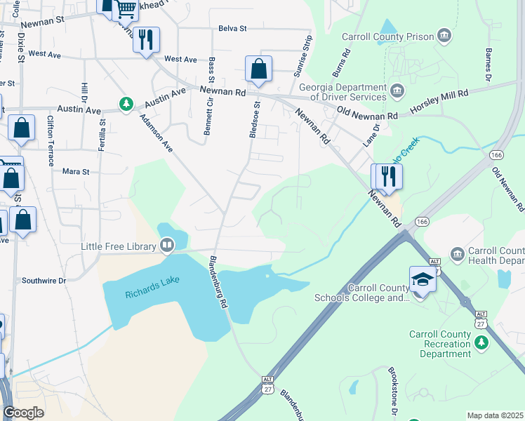 map of restaurants, bars, coffee shops, grocery stores, and more near in Carrollton
