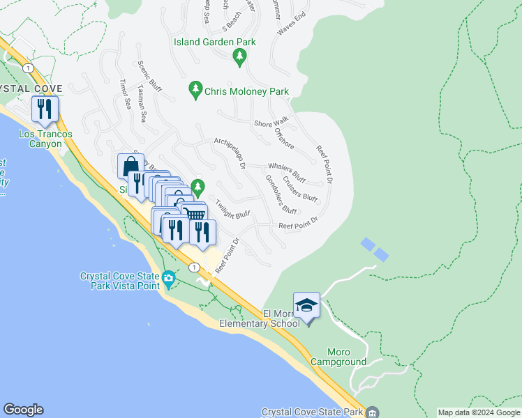 map of restaurants, bars, coffee shops, grocery stores, and more near 94 Archipelago Drive in Orange