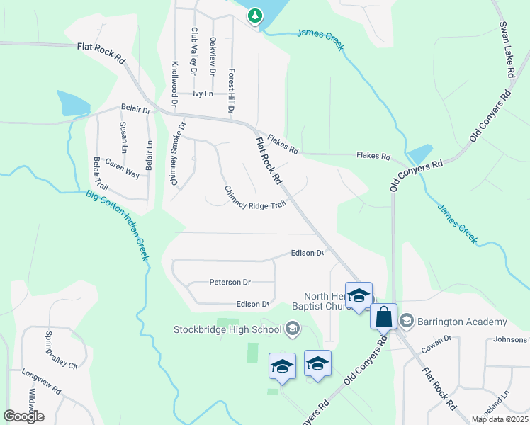 map of restaurants, bars, coffee shops, grocery stores, and more near 60 Hickory Drive in Stockbridge