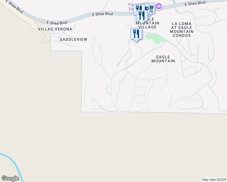 map of restaurants, bars, coffee shops, grocery stores, and more near 9219 North Summer Hill Boulevard in Fountain Hills