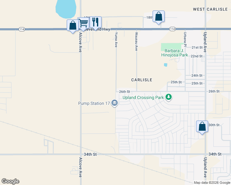 map of restaurants, bars, coffee shops, grocery stores, and more near Yuma Avenue in Lubbock