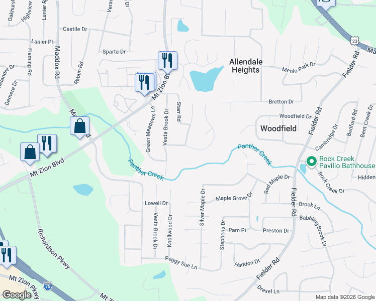map of restaurants, bars, coffee shops, grocery stores, and more near 2725 Heritage Lane in Morrow