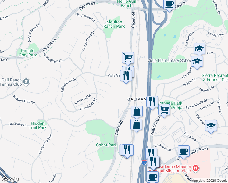 map of restaurants, bars, coffee shops, grocery stores, and more near 25965 Cedarbluff Terrace in Laguna Hills