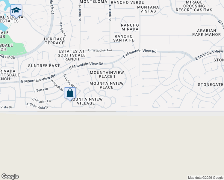 map of restaurants, bars, coffee shops, grocery stores, and more near 9149 North 109th Place in Scottsdale