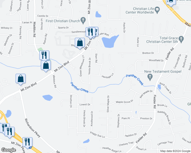 map of restaurants, bars, coffee shops, grocery stores, and more near 2697 Heritage Lane in Morrow