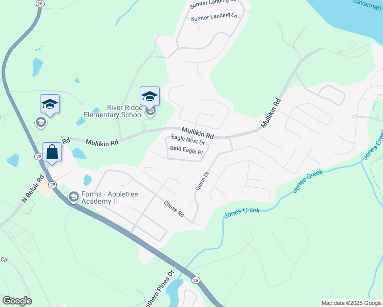 map of restaurants, bars, coffee shops, grocery stores, and more near 4138 Bald Eagle Place in Evans