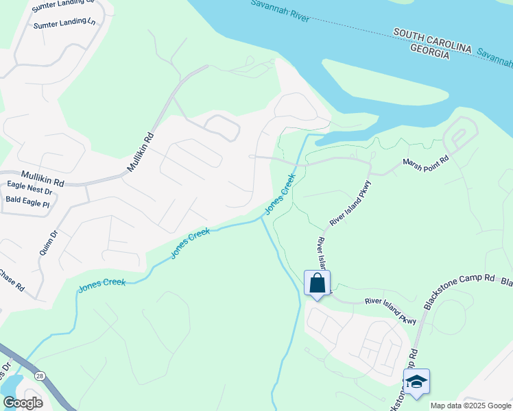 map of restaurants, bars, coffee shops, grocery stores, and more near 1020 Peninsula Crossing in Evans