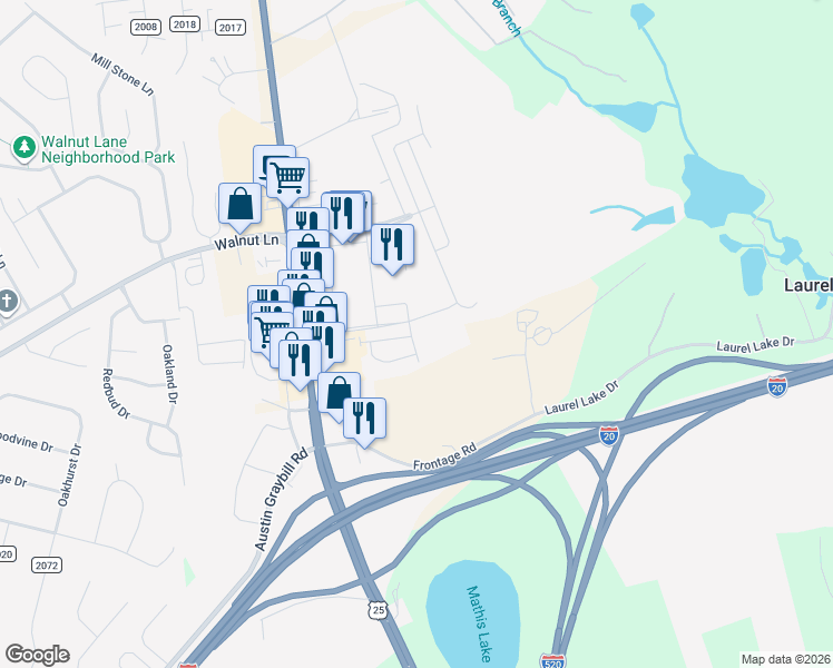 map of restaurants, bars, coffee shops, grocery stores, and more near 1041 Edgefield Road in North Augusta