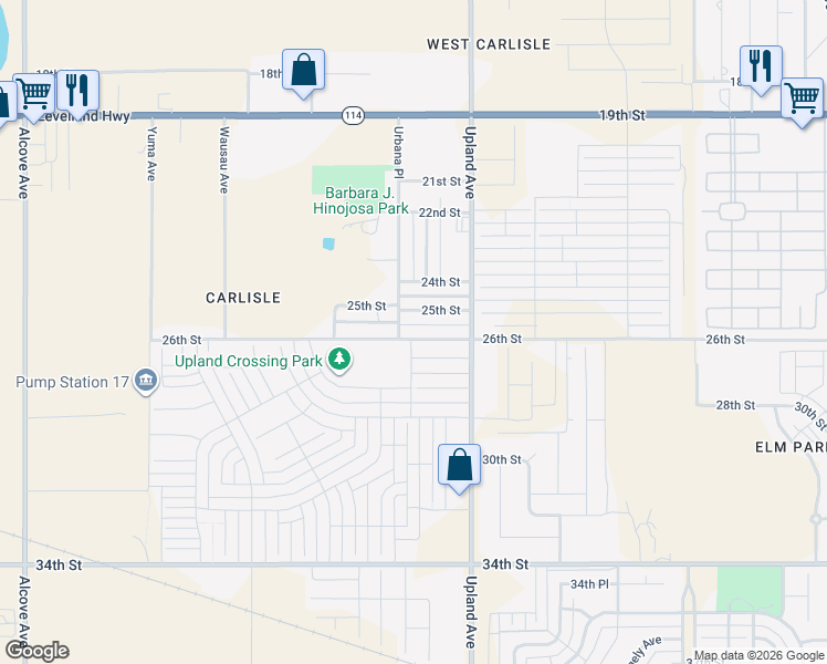 map of restaurants, bars, coffee shops, grocery stores, and more near 7315 25th Street in Lubbock