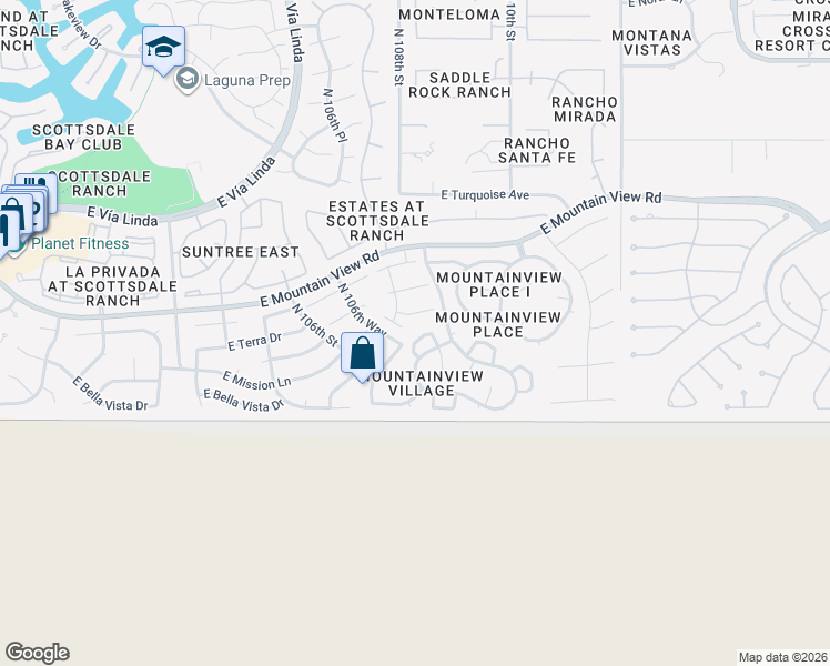 map of restaurants, bars, coffee shops, grocery stores, and more near 10724 East Palomino Road in Scottsdale
