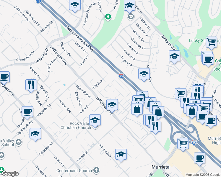 map of restaurants, bars, coffee shops, grocery stores, and more near 24212 Bay Laurel Avenue in Murrieta