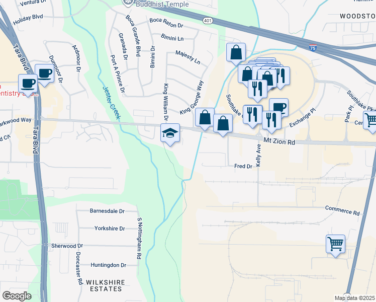map of restaurants, bars, coffee shops, grocery stores, and more near 985 Morrow Industrial Boulevard in Morrow