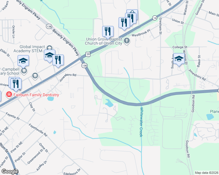 map of restaurants, bars, coffee shops, grocery stores, and more near 4603 Rolling Brook Court in Union City