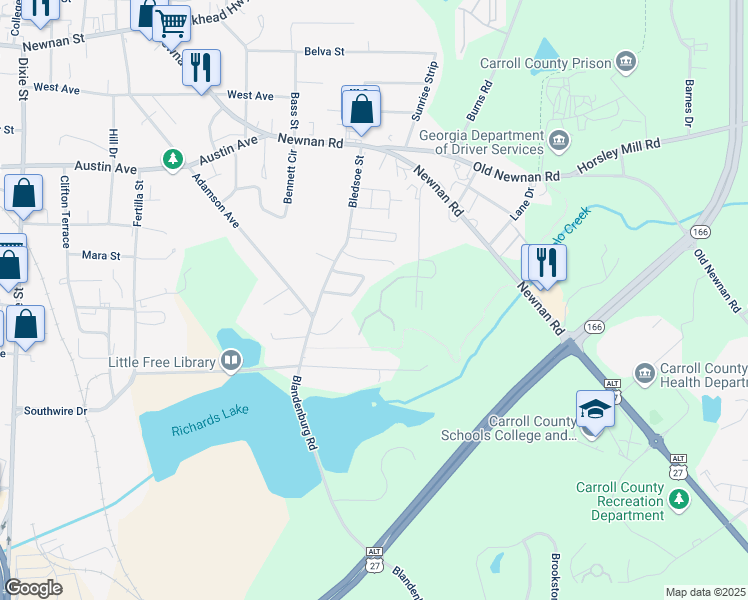 map of restaurants, bars, coffee shops, grocery stores, and more near in Carrollton