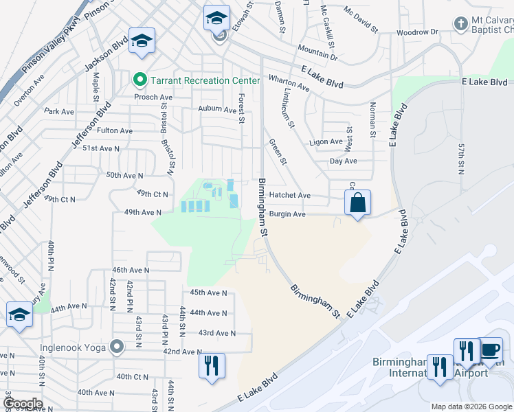 map of restaurants, bars, coffee shops, grocery stores, and more near 928 Birmingham Street in Birmingham