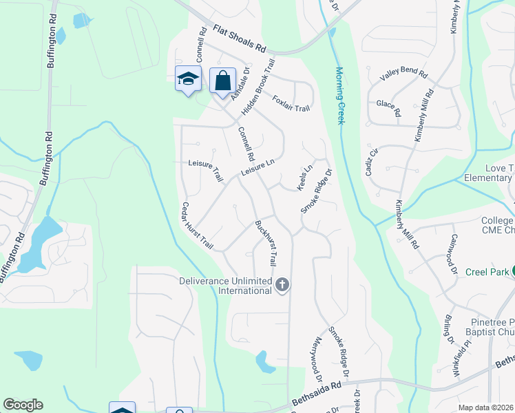map of restaurants, bars, coffee shops, grocery stores, and more near 6485 Buckhurst Trail in College Park