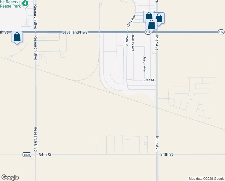 map of restaurants, bars, coffee shops, grocery stores, and more near 2022-2028 Kelsey in Lubbock