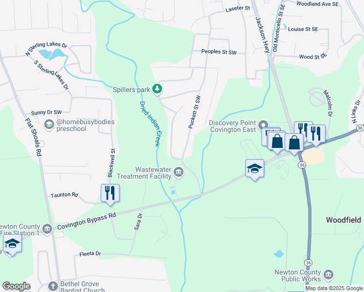 map of restaurants, bars, coffee shops, grocery stores, and more near 9199 Jefferson Village Drive Southwest in Covington