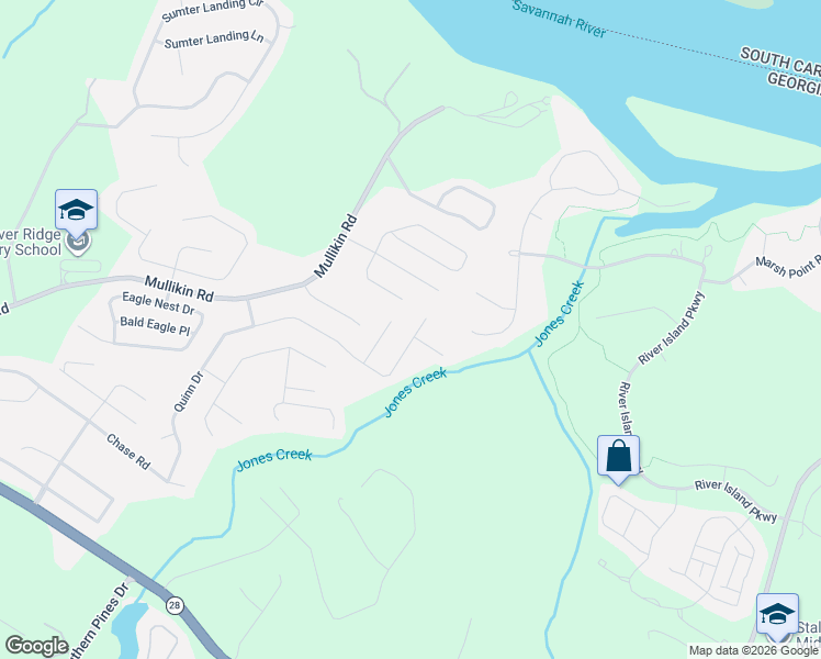 map of restaurants, bars, coffee shops, grocery stores, and more near 428 Trestle Lane in Evans