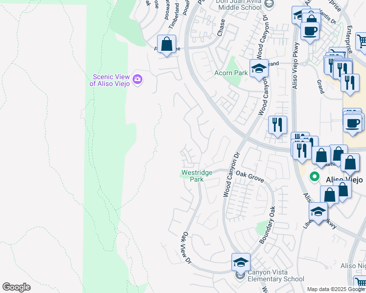 map of restaurants, bars, coffee shops, grocery stores, and more near 63 Vellisimo Drive in Aliso Viejo