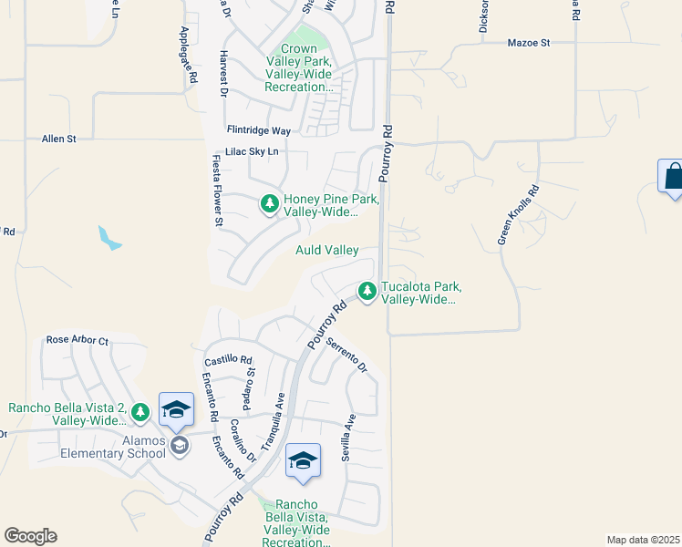 map of restaurants, bars, coffee shops, grocery stores, and more near 31859 Deerberry Lane in Murrieta
