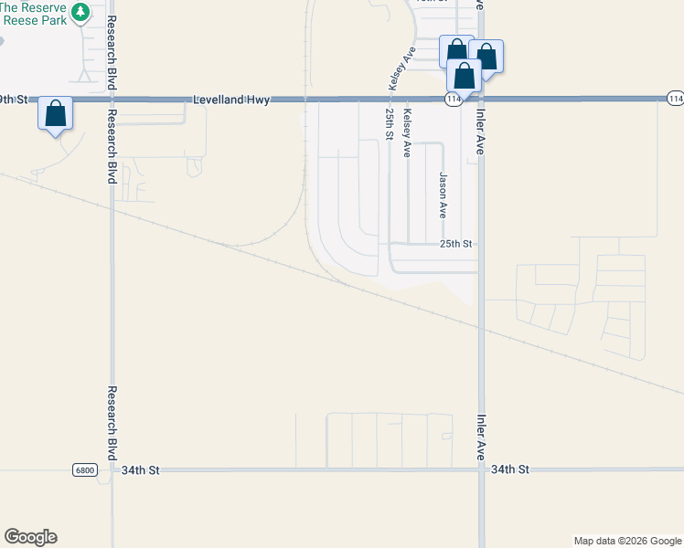 map of restaurants, bars, coffee shops, grocery stores, and more near 2022-2028 Kelsey in Lubbock