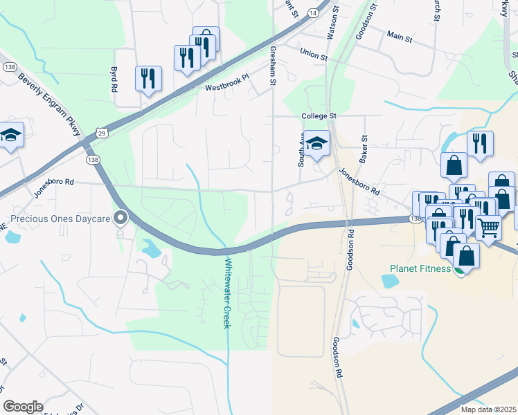 map of restaurants, bars, coffee shops, grocery stores, and more near 5110 Jonesboro Road in Union City