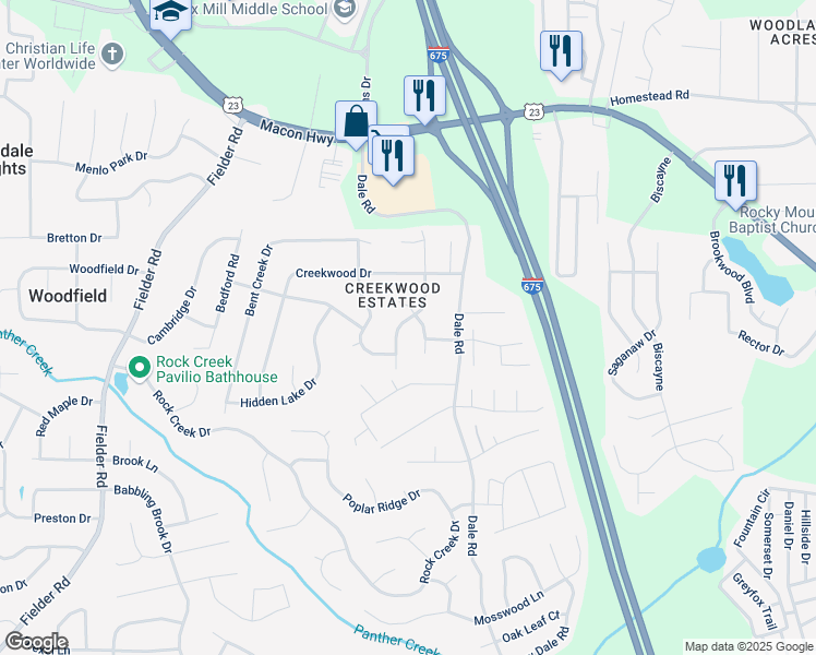 map of restaurants, bars, coffee shops, grocery stores, and more near 6693 Branchview Court in Rex