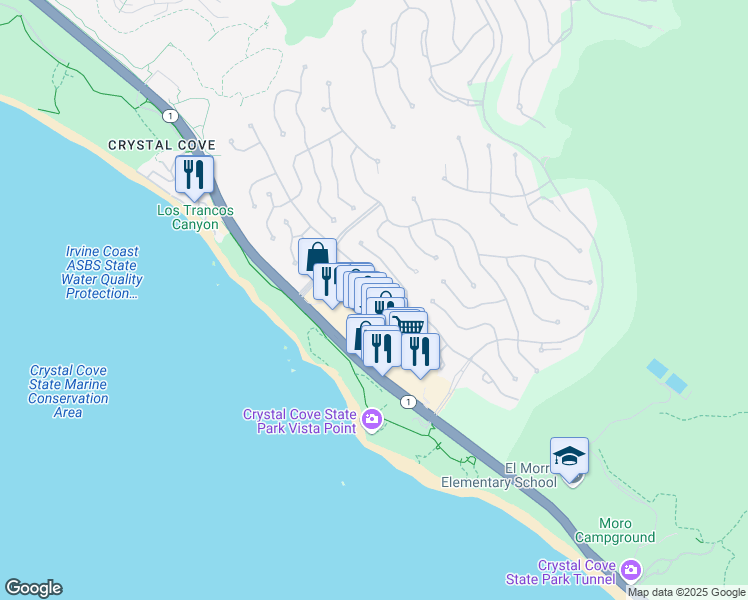 map of restaurants, bars, coffee shops, grocery stores, and more near 32 Sidra Cove in Newport Beach