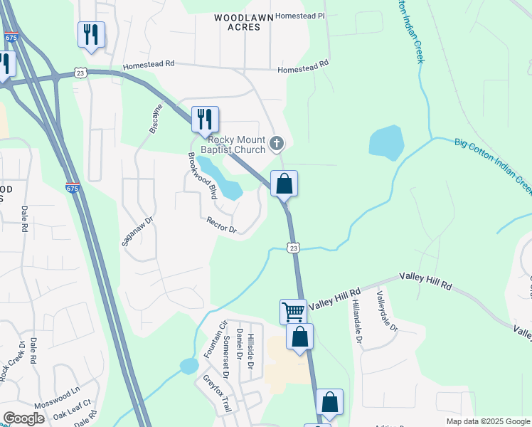map of restaurants, bars, coffee shops, grocery stores, and more near 6710 Sunset Hills Boulevard in Rex