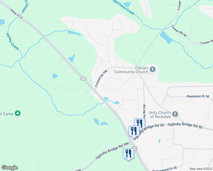 map of restaurants, bars, coffee shops, grocery stores, and more near 4820 Camden Drive Southwest in Conyers