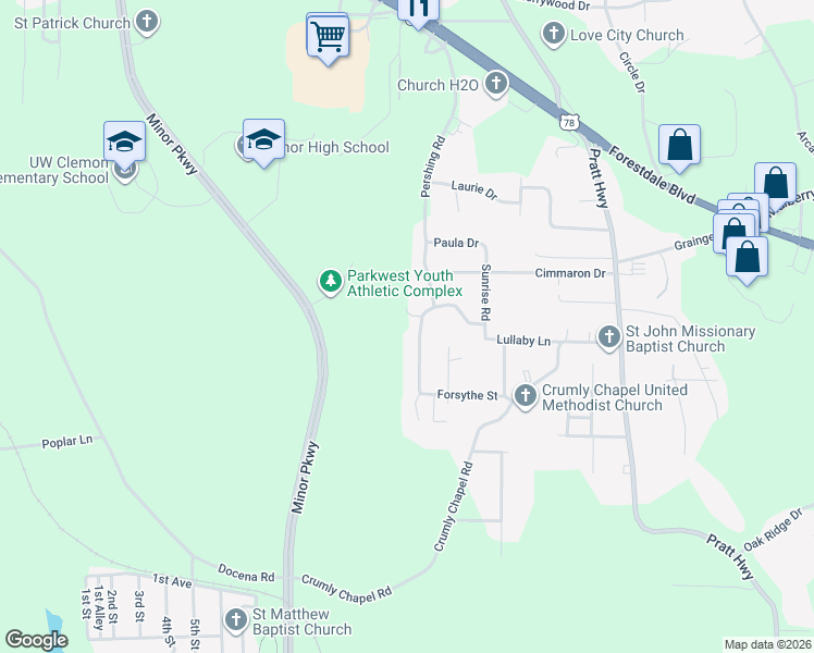 map of restaurants, bars, coffee shops, grocery stores, and more near 468 Roseta Drive in Birmingham